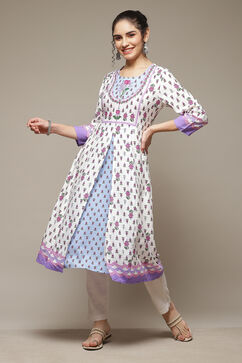 White LIVA Flared Kurta image number 0